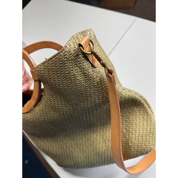 Fossil 75082 Woven Straw Tote Bag with Round Handles and Crossbody Strap - Picture 12 of 14